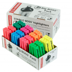 Highlighter - STABILO BOSS ORIGINAL - Big BOSS Pack of 48 - 8 x Assorted Colours