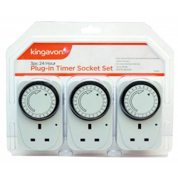Kingavon BB-TS210 24 Hour Plug-in Timer, White, Socket Set 3 Pack Kingavon BB-TS210 24 Hour Plug-in Timer, White, Socket Set 3 Pack